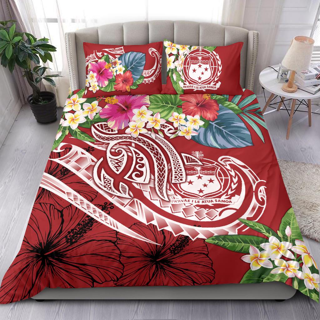 Polynesian Samoa Bedding Set - Summer Plumeria (Red) - Polynesian Pride