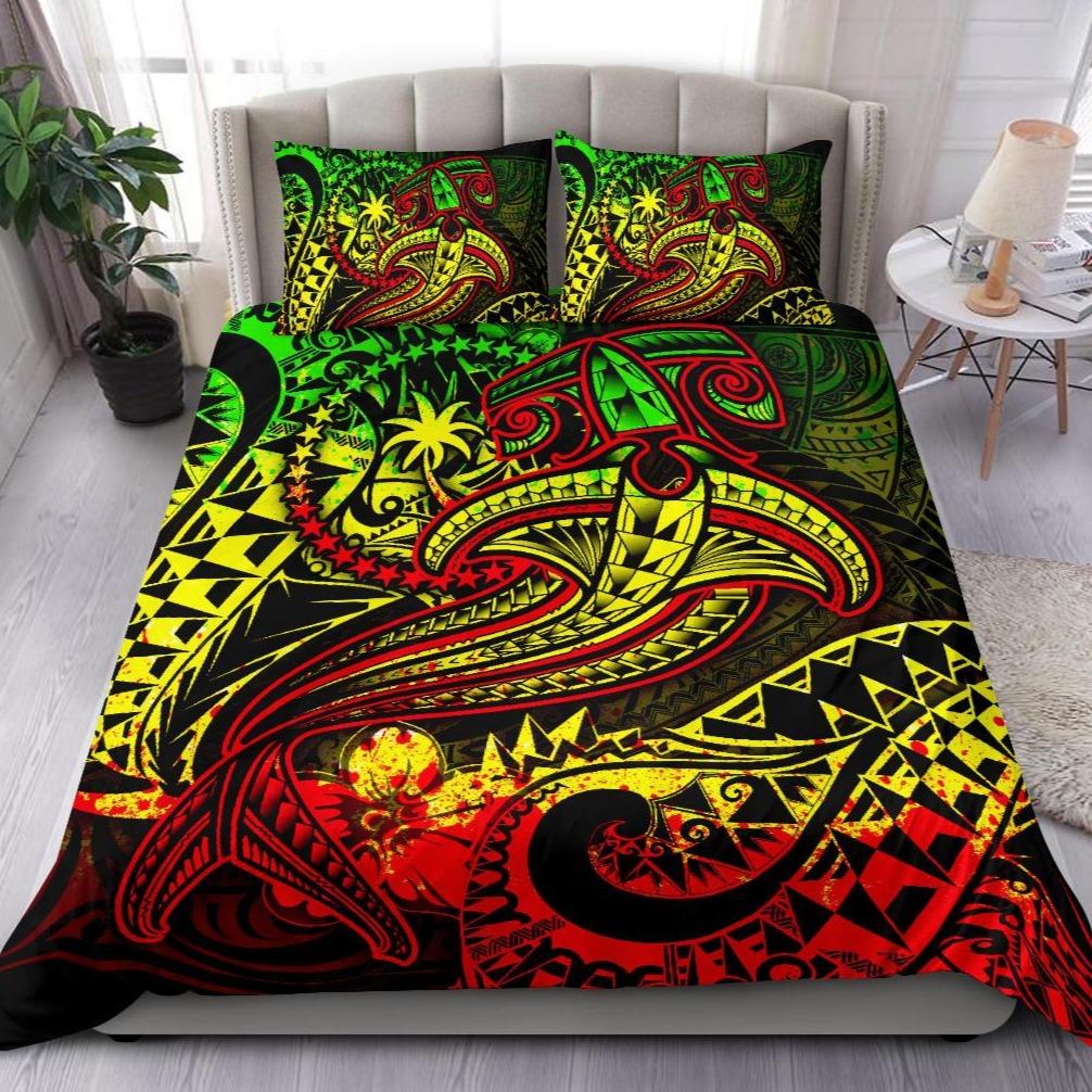 Chuuk Bedding Set - Reggae Shark Polynesian Tattoo Reggae - Polynesian Pride