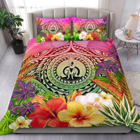 Vanuatu Polynesian Bedding Set - Manta Ray Tropical Flowers Pink - Polynesian Pride