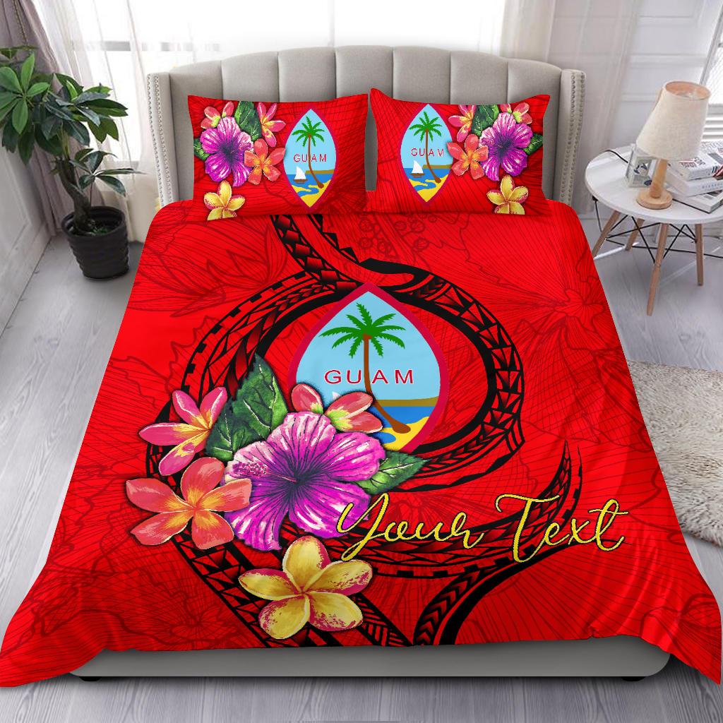 Guam Polynesian Custom Personalised Bedding Set - Floral With Seal Red Red - Polynesian Pride