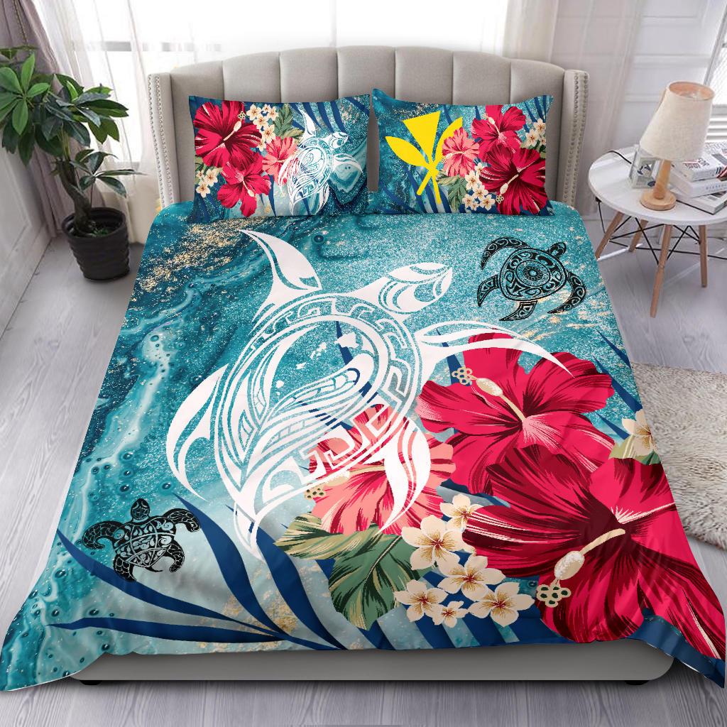 Hawaiian Bedding Set - Coral Tropical Turtle Bedding Set - Polynesian Pride