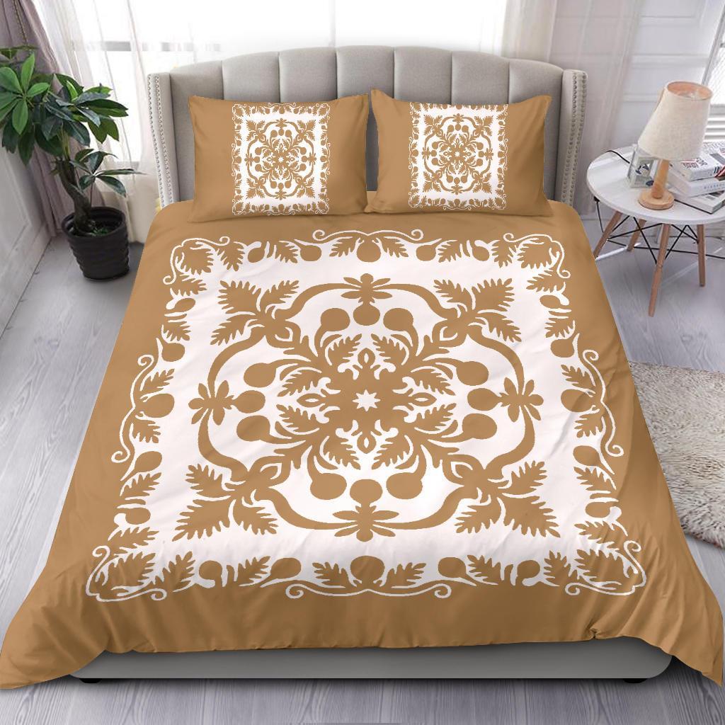 Hawaii Bedding Set Royal Pattern - Gold And White - Polynesian Pride