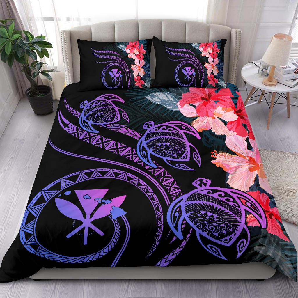 Hawaii Bedding Set - Hawaii Turtle Polynesian Tropical Bedding Set - Cora Style Pink - Polynesian Pride