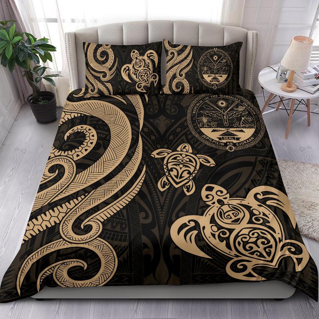 Marshall Islands Bedding Set - Tentacle Turtle Gold - Polynesian Pride