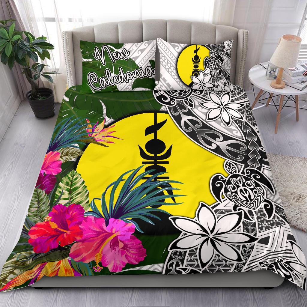 New Caledonia Bedding Set White - Turtle Plumeria Banana Leaf White - Polynesian Pride