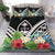 Guam Bedding Set - Guam Coat of Arms & Polynesian Tropical Flowers White White - Polynesian Pride