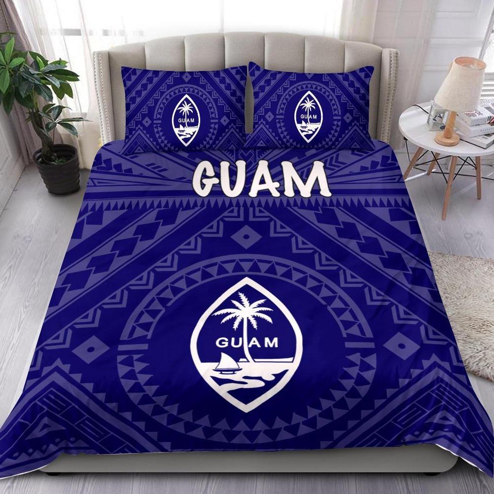 Guam Bedding Set - Guam Seal With Polynesian Tattoo Style (Blue) Blue - Polynesian Pride