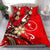 Chuuk Bedding Set - Tribal Flower With Special Turtles Red Color - Polynesian Pride