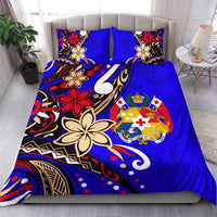 Tonga Polynesian Bedding Set - Tribal Flower With Special Turtles Blue Color - Polynesian Pride