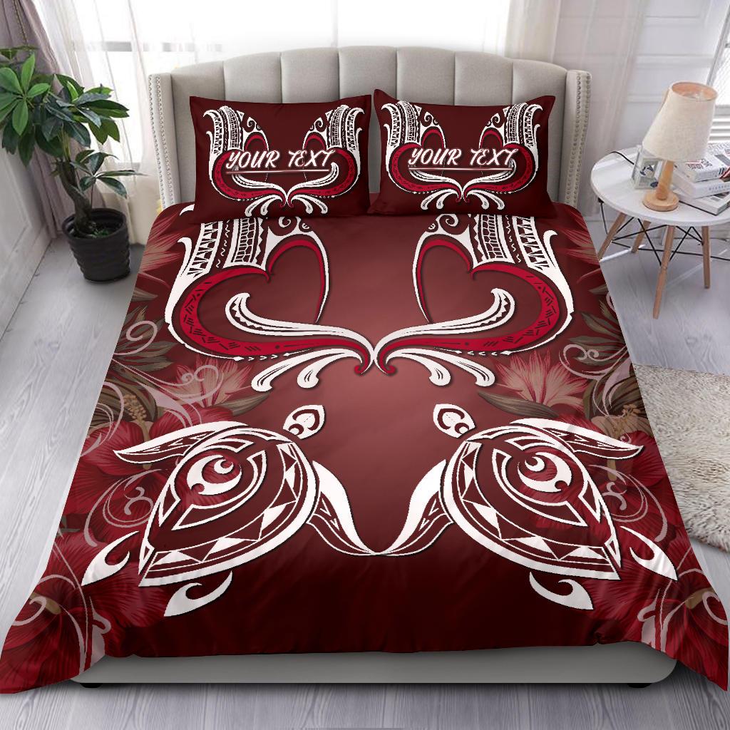 (Personalised) Hawaii Love Valentines Day Turtle Polynesian Bedding Set - Bray Style - AH Red - Polynesian Pride