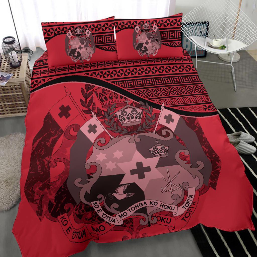 Tonga Duvet Cover Set - Tonga Coat Of Arms Pink - Polynesian Pride