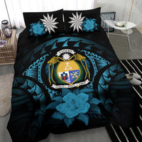 Nauru Duvet Cover Set - Nauru Coat Of Arms & Blue Hibiscus - Polynesian Pride