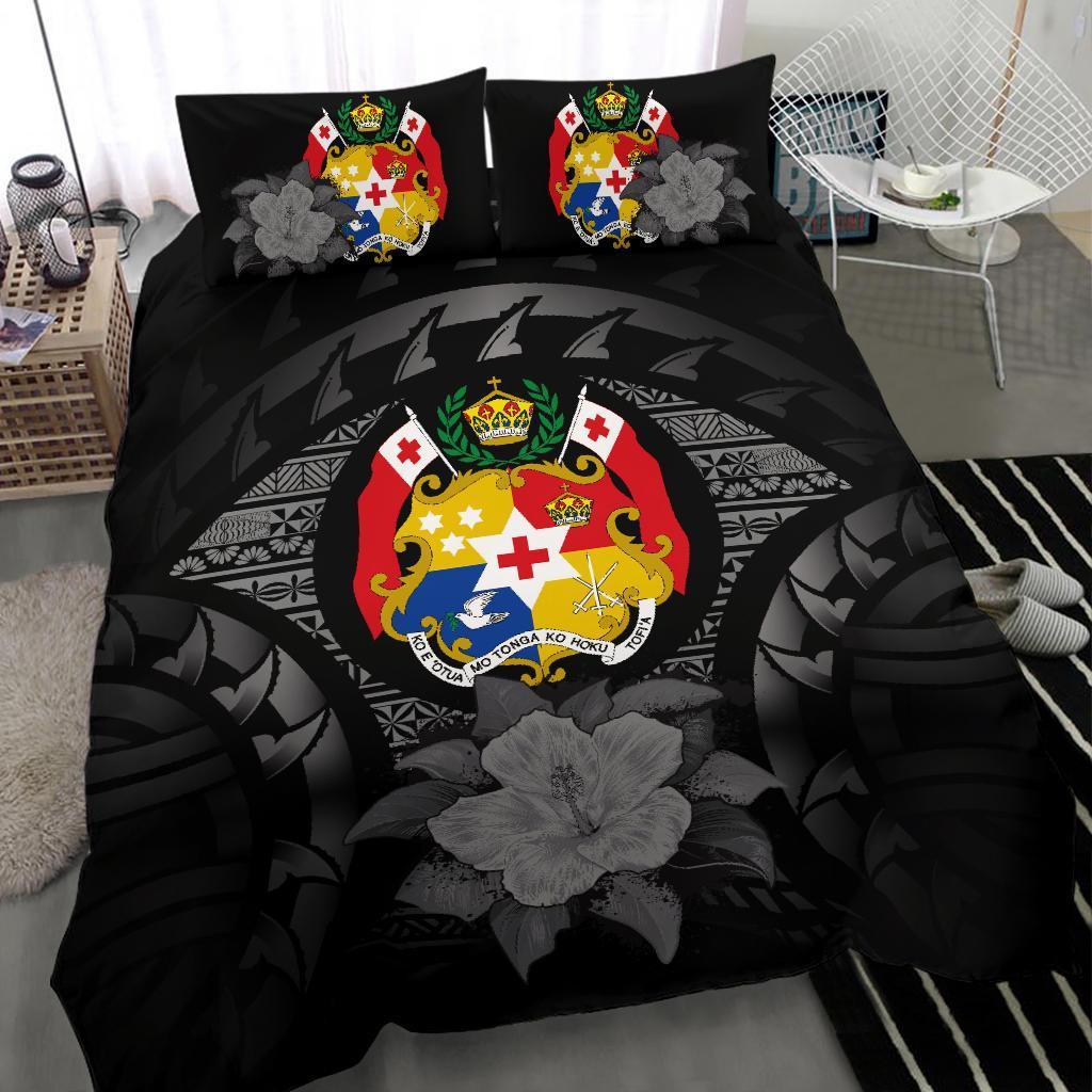 Tonga Duvet Cover Set - Tonga Coat Of Arms & Reggae Hibiscus - Polynesian Pride