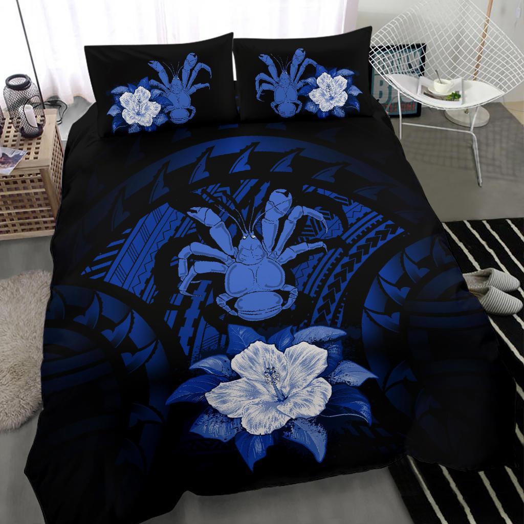 Niue Duvet Cover Set - Coconut Crab & Dark Blue Hibiscus - Polynesian Pride