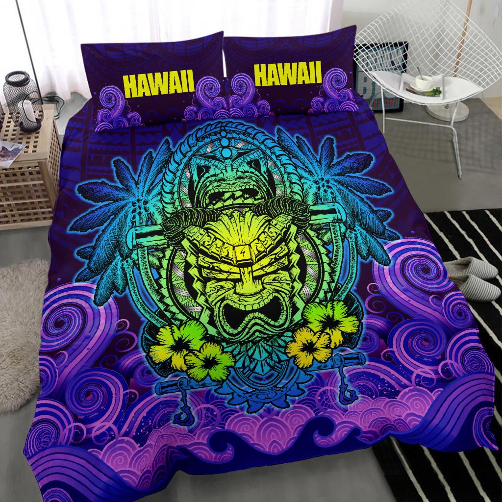 Polynesian Hawaii Duvet Cover Set - Hawaiian Tiki (Purple) - Polynesian Pride