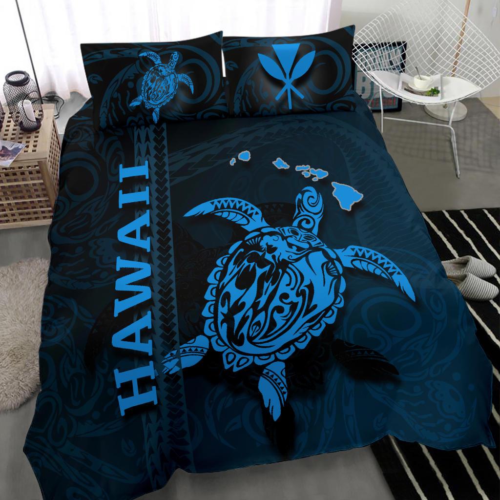 Polynesian Hawaii Duvet Cover Set - Turtle Hawaiian Blue - Polynesian Pride