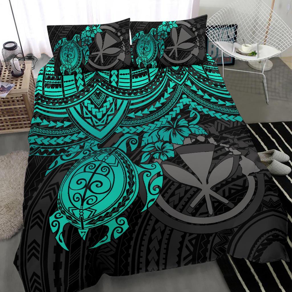 Polynesian Hawaii Duvet Cover Set - Turquoise Polynesian Sea Turtle - Polynesian Pride