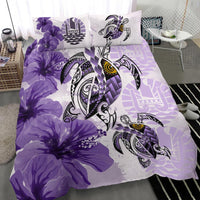 Polynesian Duvet Cover Set - Tahiti Bedding Set Polynesia Turtle Hibiscus Purple - Polynesian Pride