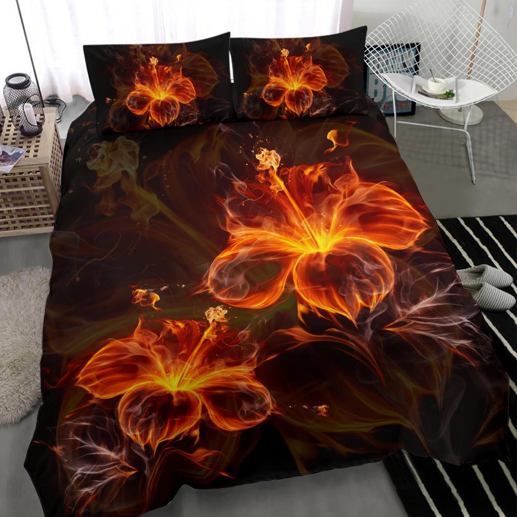 Hawaiian Hibiscus Fire Polynesian Bedding Set - Polynesian Pride