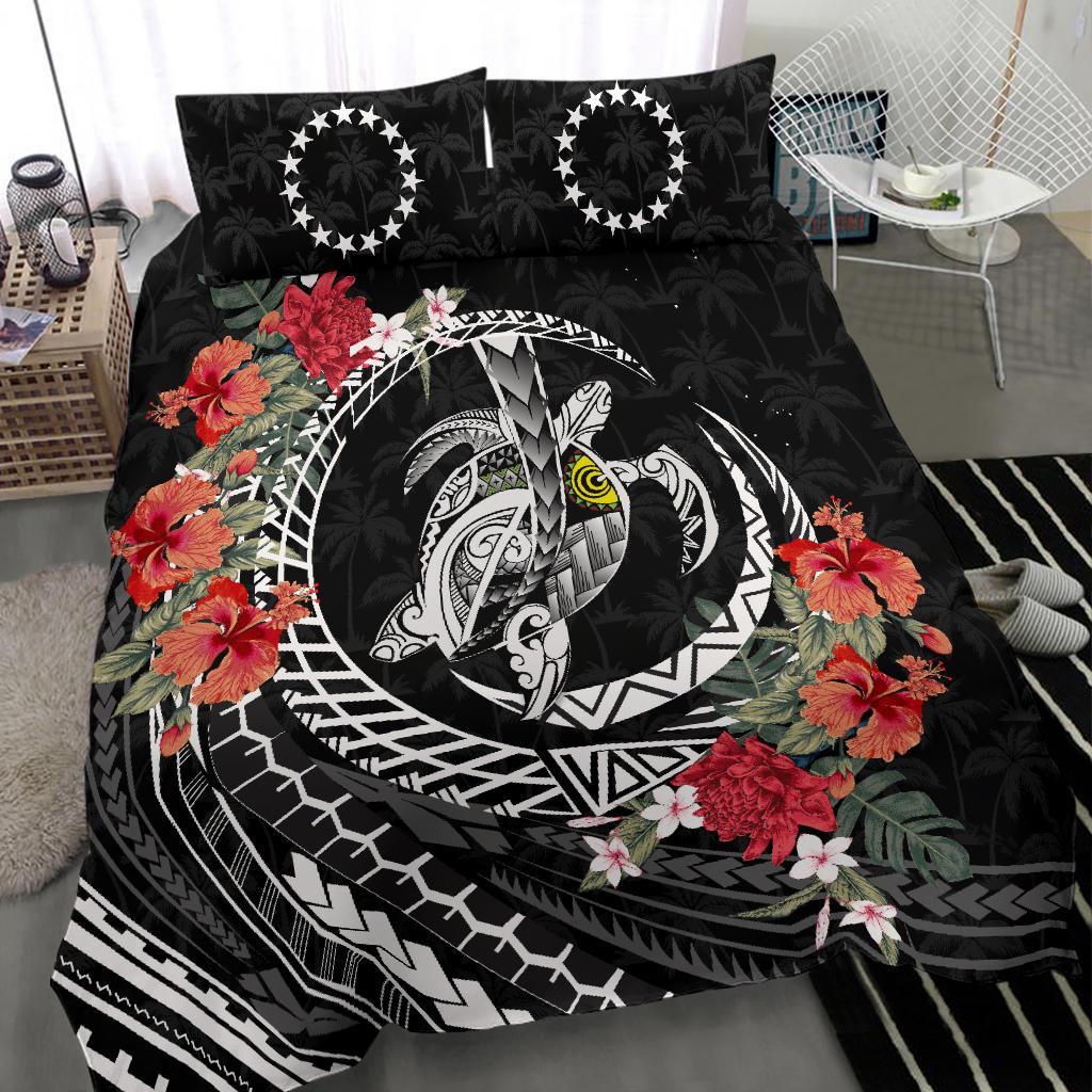 Polynesian Duvet Cover Set - Cook Islands Bedding Set Polynesia Map Turtle Hibiscus - Polynesian Pride