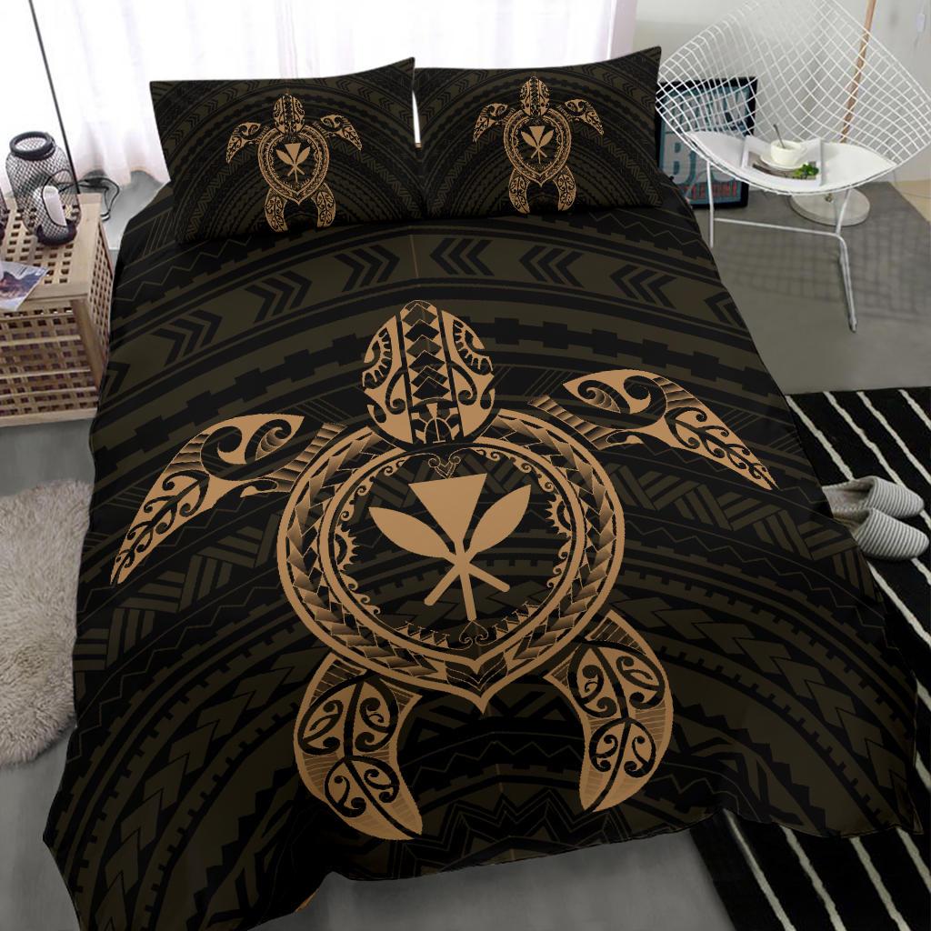 Hawaiian Turtle Kanaka Polynesian Bedding Set - Gold - Polynesian Pride