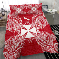 Polynesian Bedding Set - Wallis And Futuna Duvet Cover Set Map Red White - Polynesian Pride