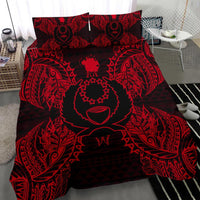 Polynesian Bedding Set - Pohnpei Duvet Cover Set Map Red - Polynesian Pride