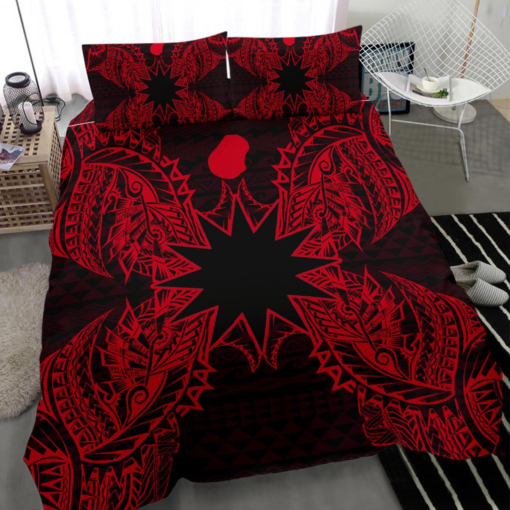 Polynesian Bedding Set - Nauru Duvet Cover Set Map Red Red - Polynesian Pride