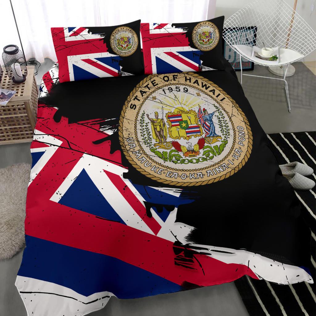 Hawaiian Flag Coat Of Arms Of Hawaii Polynesian Bedding Set - Classic Style - Polynesian Pride