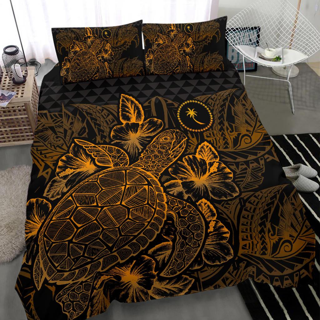 Polynesian Bedding Set - Chuuk Duvet Cover Set Gold Color - Polynesian Pride