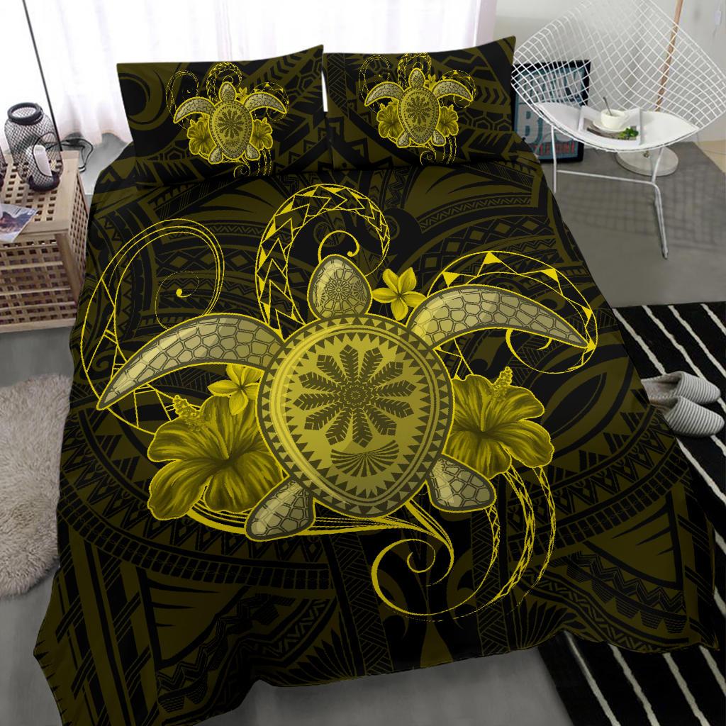Hawaii Turtle Hibiscus Polynesian Bedding Set - Full Style - Yellow - Polynesian Pride