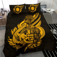 Polynesian Bedding Set - Nauru Duvet Cover Set Father And Son Gold Gold - Polynesian Pride