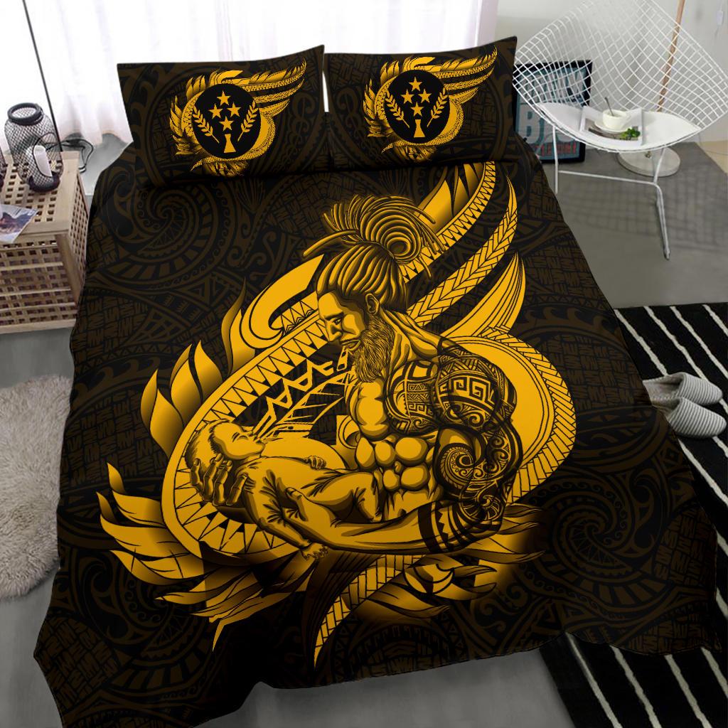 Polynesian Bedding Set - Kosrae Duvet Cover Set Father And Son Gold Gold - Polynesian Pride