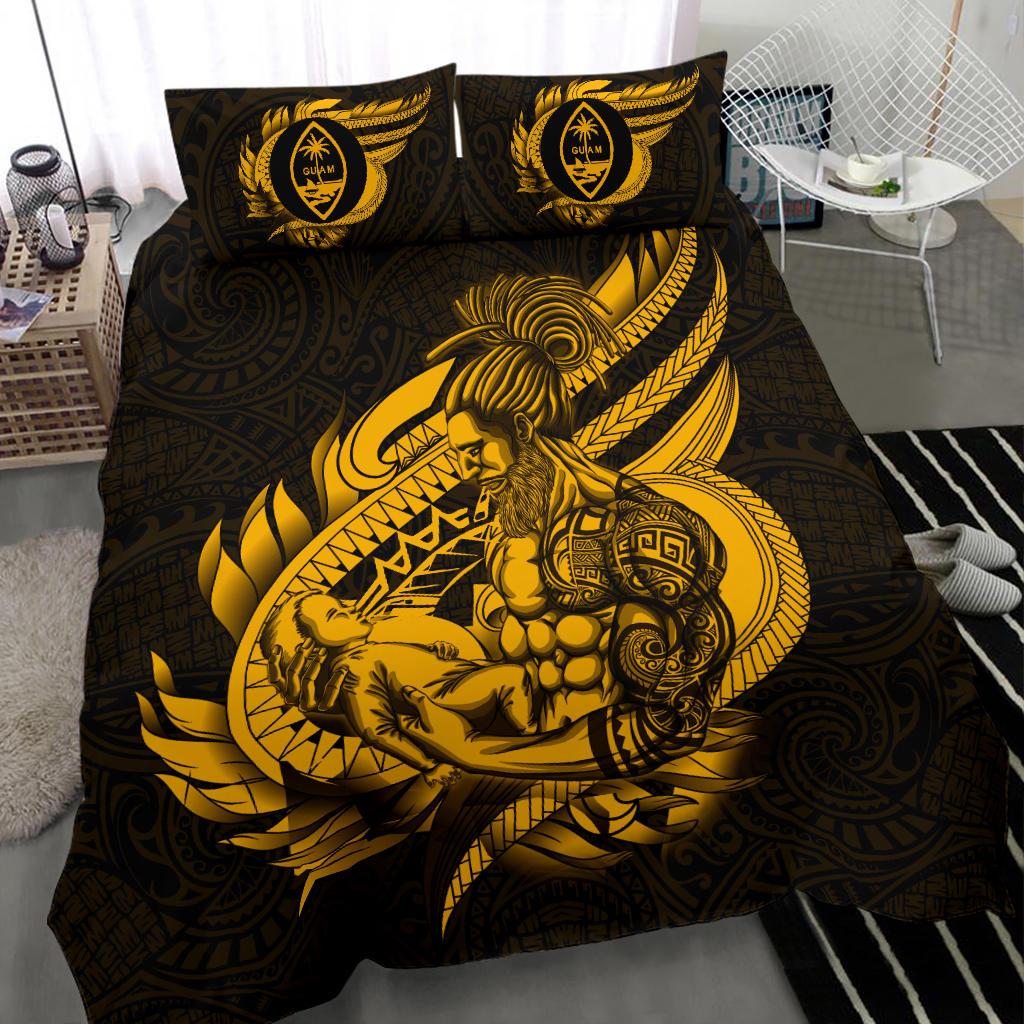 Polynesian Bedding Set - Guam Duvet Cover Set Father And Son Gold Gold - Polynesian Pride