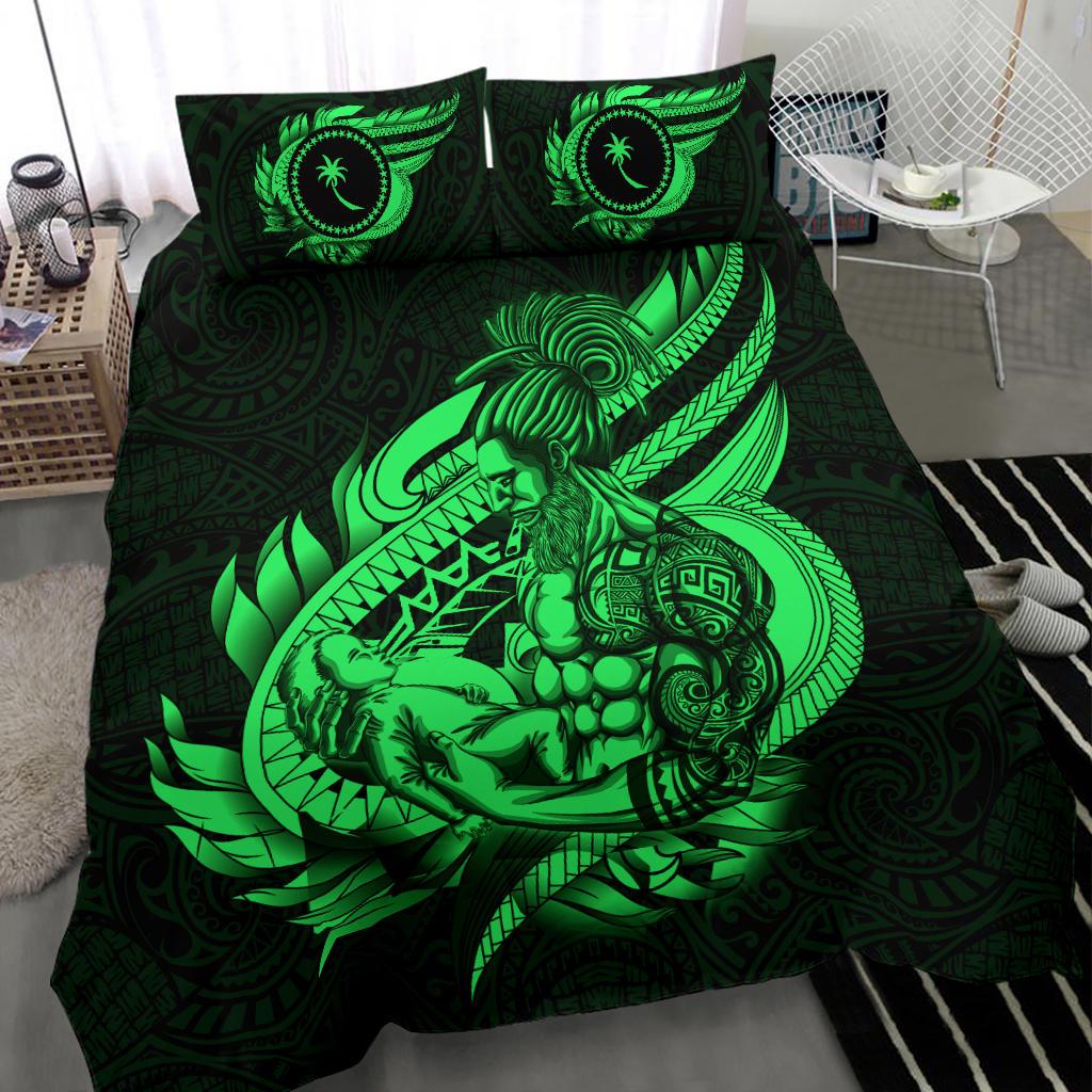 Polynesian Bedding Set - Chuuk Duvet Cover Set Father And Son Green Green - Polynesian Pride