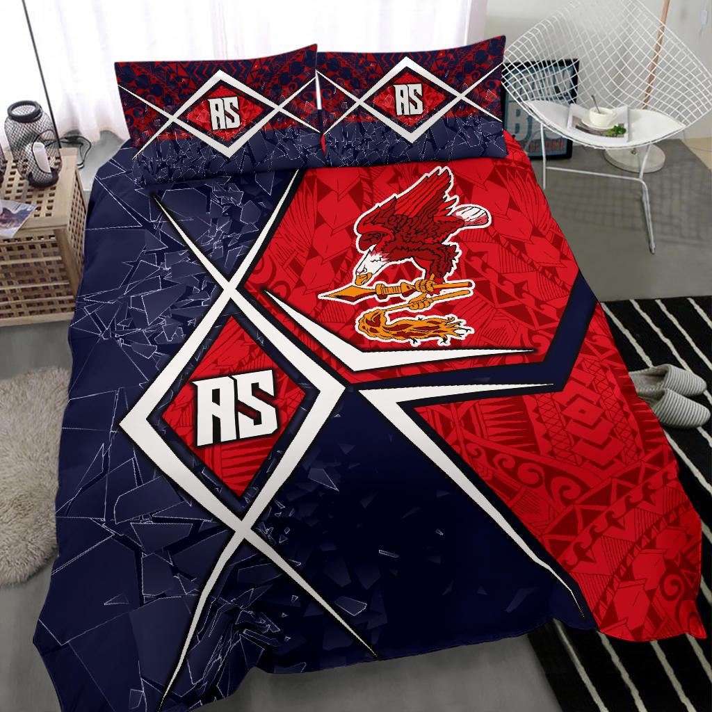 Polynesian Bedding Set - American Samoa Duvet Cover - AS Flag with Polynesian Patterns - Polynesian Pride