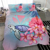 Hawaii Map Kanaka Turtle Galaxy Night Plumeria Hibiscus Bedding Set - Polynesian Pride