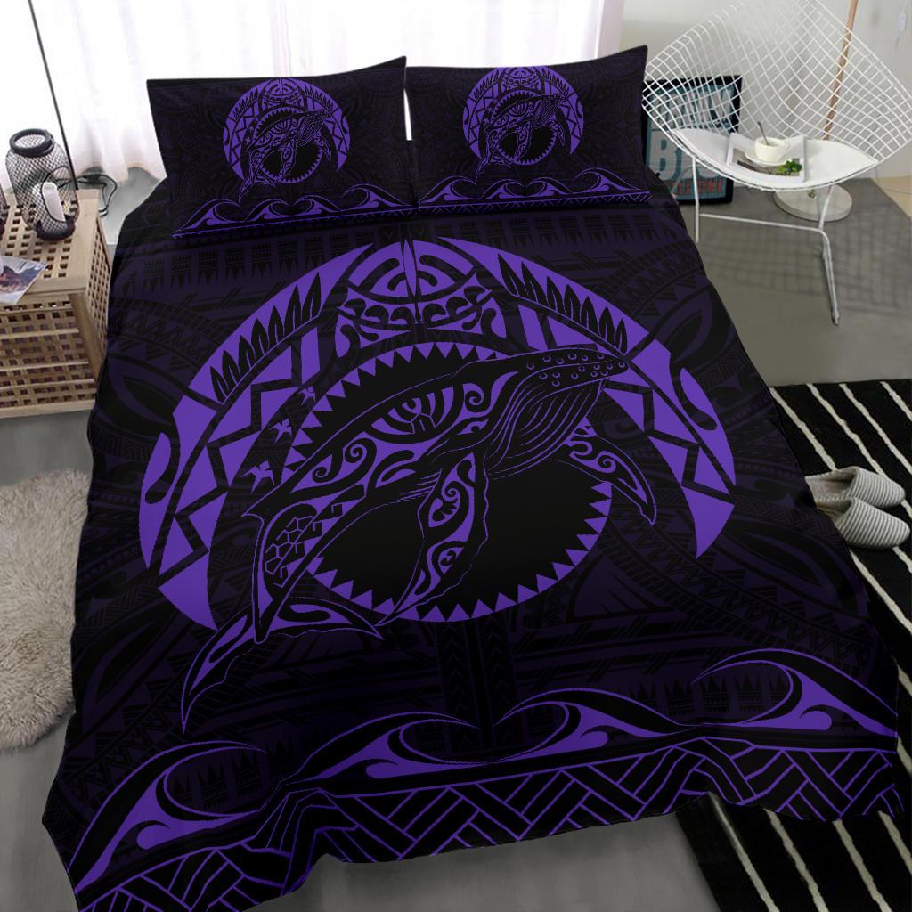 Hawaiian Polynesian Whale Bedding Set Purple - Polynesian Pride