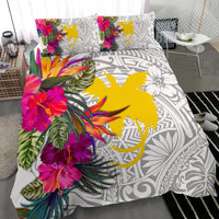 Papua New Guinea Bedding Set - Hibiscus Polynesian Pattern White Version - Polynesian Pride