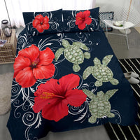 Hawaii Deep Blue Hibiscus Turtle Bedding Set - AH - Mike Style - Polynesian Pride
