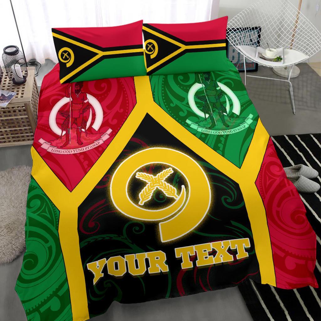 Polynesian Vanuatu Custom Personalised Bedding Set - Vanuatu Flag and Coat Of Arms - Polynesian Pride