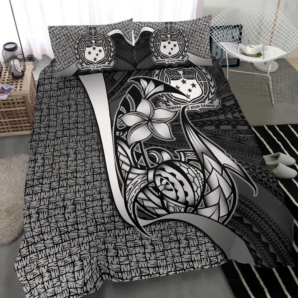 Samoa Polynesian Bedding Set White - Turtle With Hook - Polynesian Pride