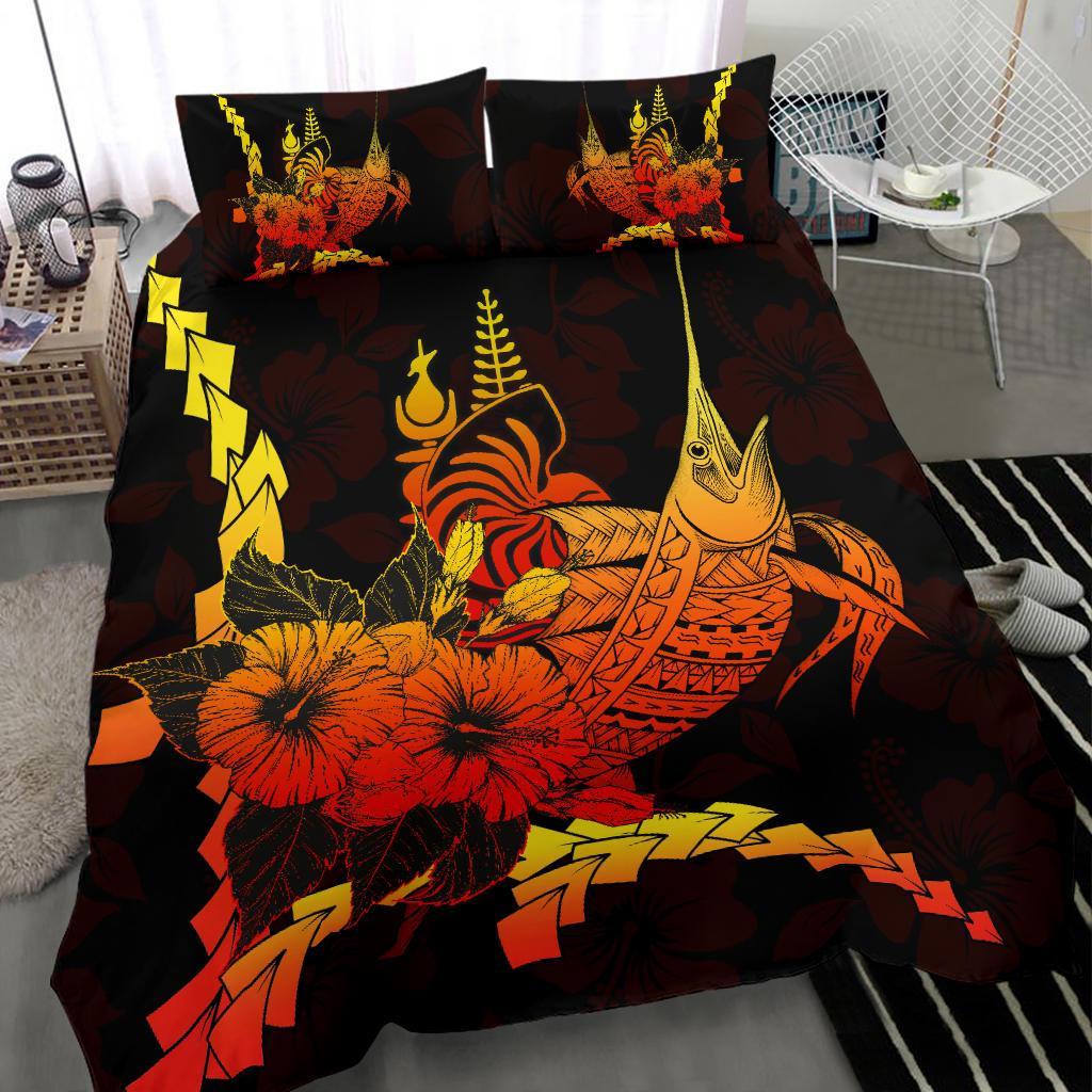 New Caledonia Polynesian Bedding Set - Swordfish With Hibiscus - Polynesian Pride