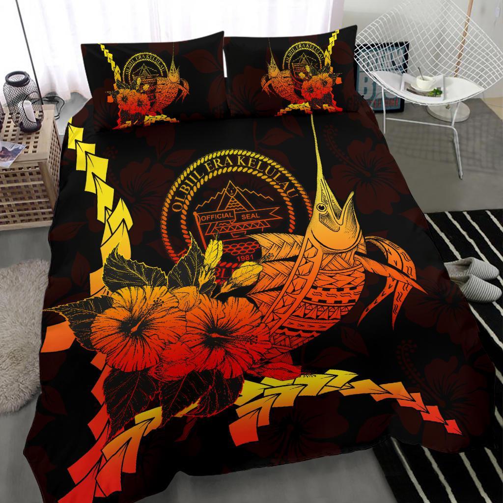 Palau Polynesian Bedding Set - Swordfish With Hibiscus - Polynesian Pride