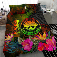 Federated States of Micronesia Polynesian Bedding Set - Hibiscus and Banana Leaves - Polynesian Pride
