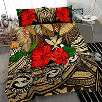 Kanaka Maoli (Hawaiian) Bedding Set - Polynesian Turtle And Hibiscus Gold - Polynesian Pride