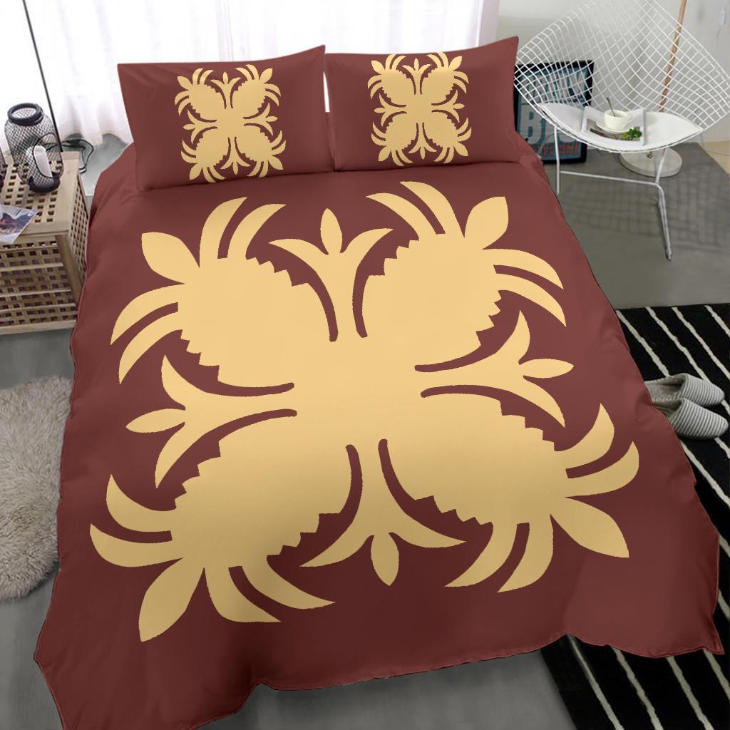 Hawaiian Bedding Set Royal Pattern - Coral - A2 Style - Polynesian Pride