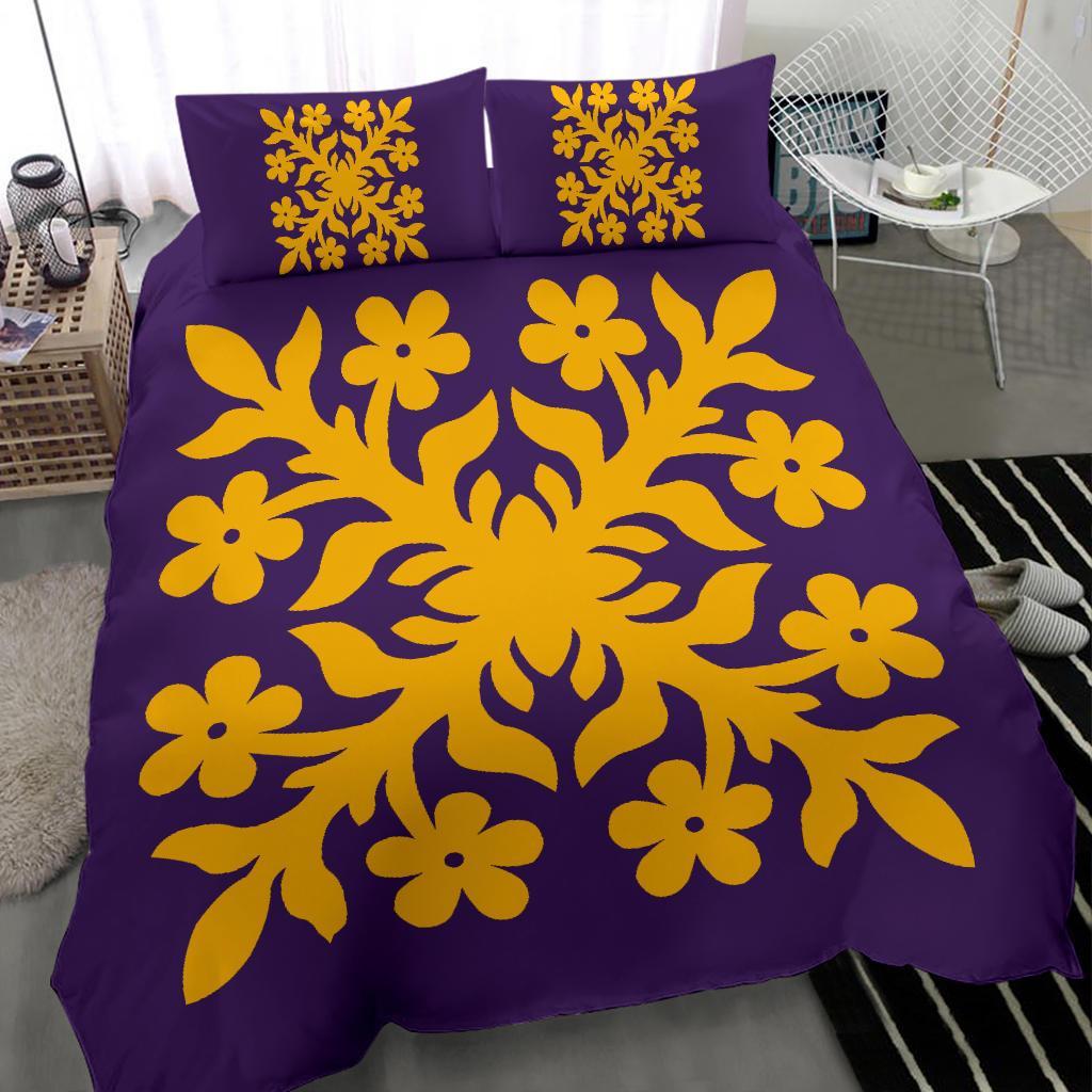 Hawaiian Bedding Set Royal Pattern - Black And Gold - C2 Style - Polynesian Pride