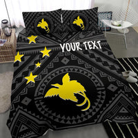 Papua New Guinea Personalised Bedding Set - Flag With Polynesian Patterns (Black) - Polynesian Pride