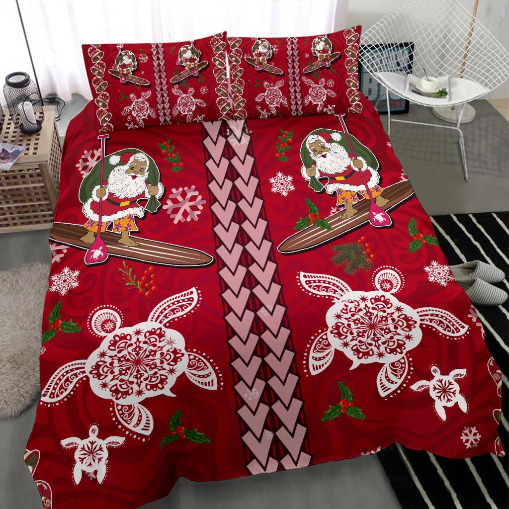 Hawaii Turtle Santa Claus Pattern Christmas Bedding Set - San Style - AH - Polynesian Pride